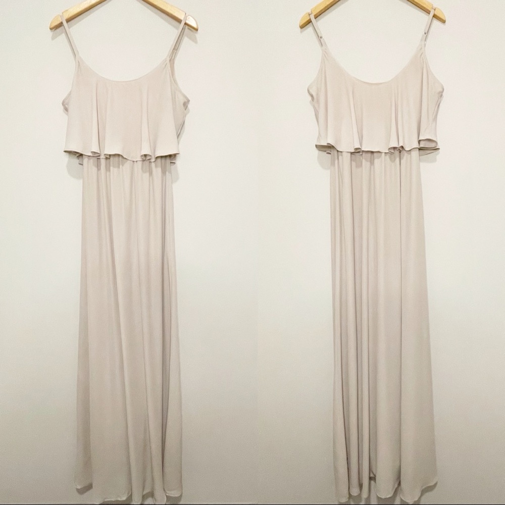 Show Me Your Mumu Tan Caitlin Ruffle Maxi Dress S